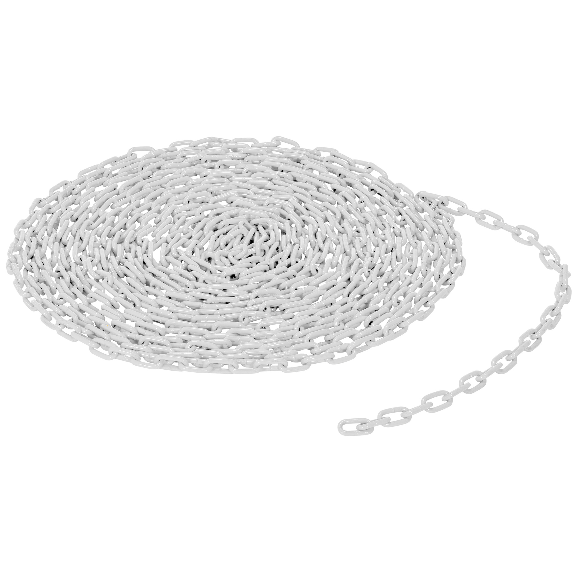 Vestil Bollard Chain - 3/16in. Thick, 50ft. Length, Powder-Coated Steel, White, Model# CHAIN-316-50-WHT